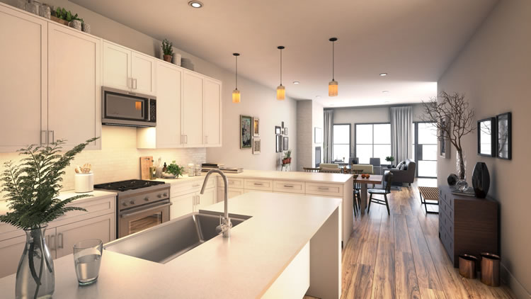 Group Realty - Dallas-Based Real Estate Marketing Firm - Meridian Square Kitchen & Living Room